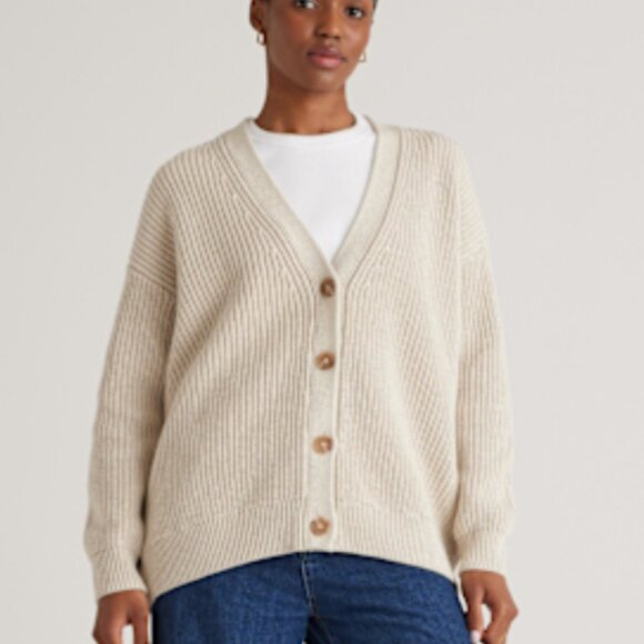 Quince Organic Cotton Oversized Boyfriend Cardigan - Picture 3 of 3